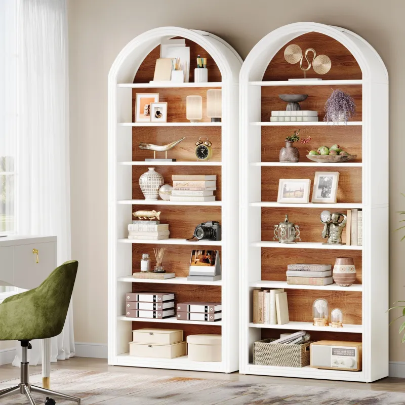 Tribesigns Bookcases & Bookshelves|Bookcases & Bookshelves*78.7" Bookshelf, Wooden Arched Bookcase Display Shelving Unit
