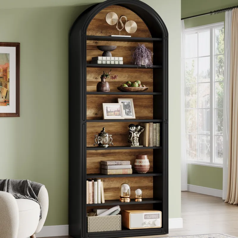 Tribesigns Bookcases & Bookshelves|Bookcases & Bookshelves*78.7" Bookshelf, Wooden Arched Bookcase Display Shelving Unit