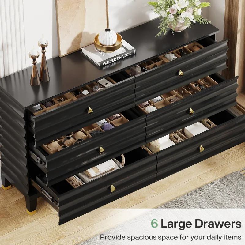 Tribesigns Chests Of Drawers*55" Chest of Drawers, 6 - Drawer Dresser Storage Organizer