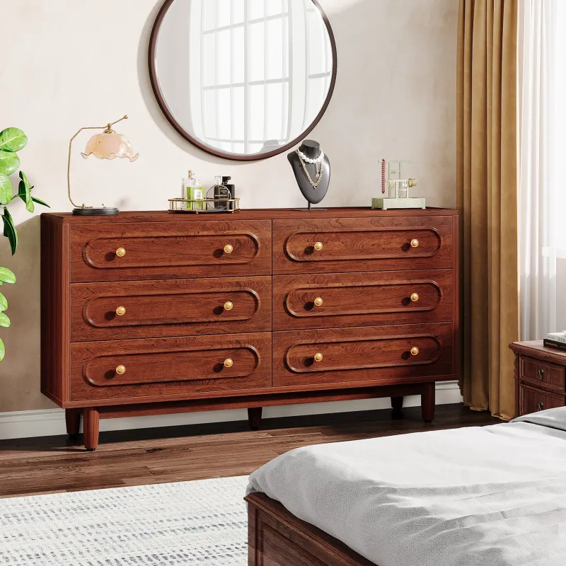 Tribesigns Chests Of Drawers*55" Chest of Drawers, Wood 6 - Drawer Storage Organizer Dresser