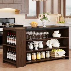 Tribesigns Kitchen Islands|Kitchen Islands*55" Coffee Bar Table, 5 - Tier Kitchen Island Storage Cabinet