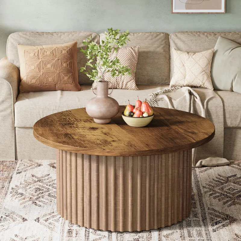 Tribesigns Coffee Tables*31.5" Coffee Table, Farmhouse Circle Center Table Sofa Side Table