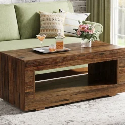 Tribesigns Coffee Tables*43" Coffee Table, Farmhouse Center Table With Storage