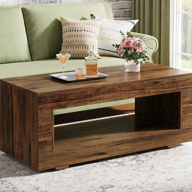 Tribesigns Coffee Tables*43" Coffee Table, Farmhouse Center Table With Storage