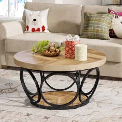 Tribesigns Coffee Tables*31.5" Coffee Table, Farmhouse Center Table Tea Table with 2 - Tier Storage