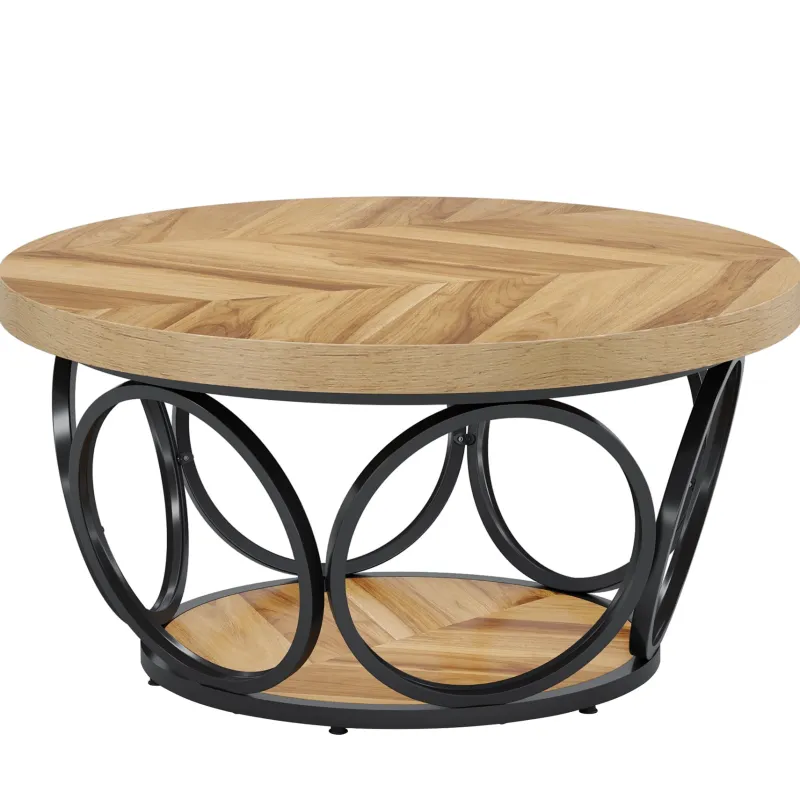 Tribesigns Coffee Tables*31.5" Coffee Table, Farmhouse Center Table Tea Table with 2 - Tier Storage