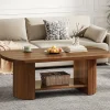 Tribesigns Coffee Tables*45" Coffee Table, Modern Oval 2 - Tier Center Table With Storage