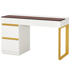 Tribesigns Desks*47.24" Computer Desk, 4-Drawer Writing Desk with Glass Top