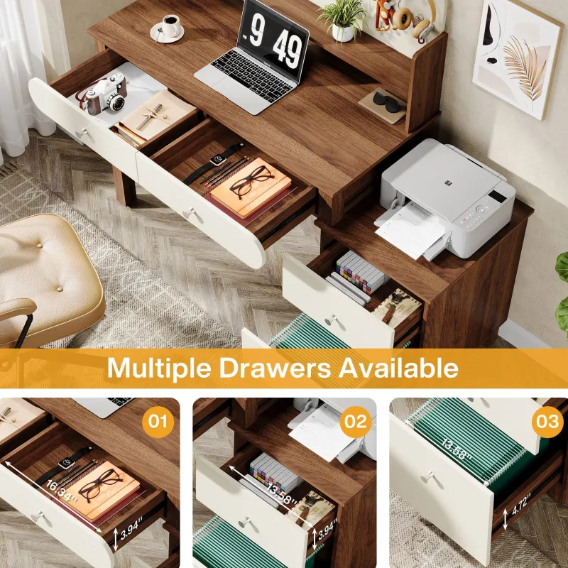 Tribesigns Desks*56" Computer Desk, Home Office Desk Study Table with File Drawers