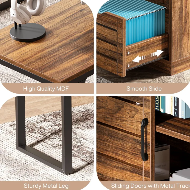 Tribesigns Desks*55" Computer Desk, L - Shaped Corner Desk Office Desk with File Drawers