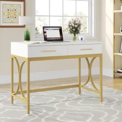 Tribesigns Desks*41" Computer Desk, Modern Home Office Writing Desk with 2 Drawers