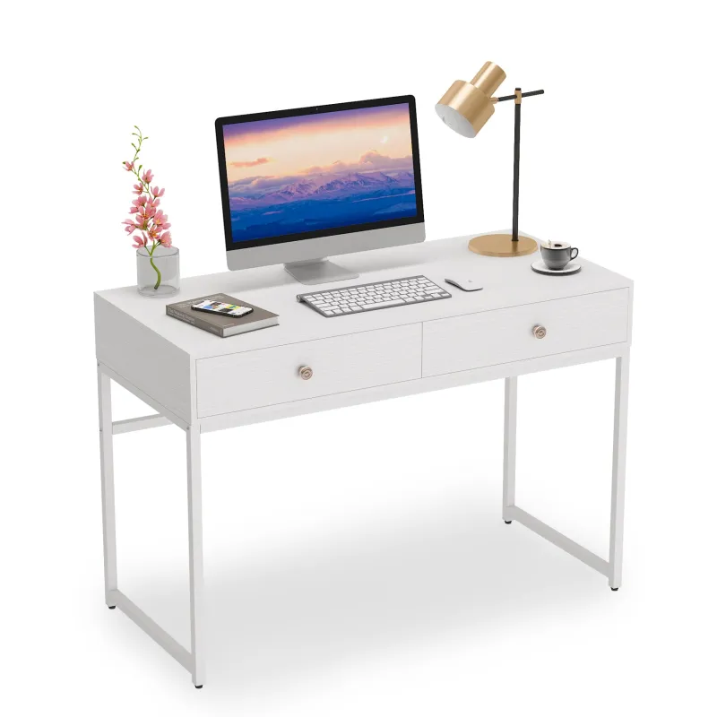 Tribesigns Desks*47" Computer Desk, Modern Writing Desk with 2 Drawers