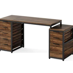 Tribesigns Desks*63" Computer Desk, Study Writing Table with File Cabinet and Storage Drawers