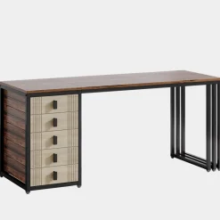 Tribesigns Desks*55" Computer Desk, Wood Office Desk with Reversible Drawer