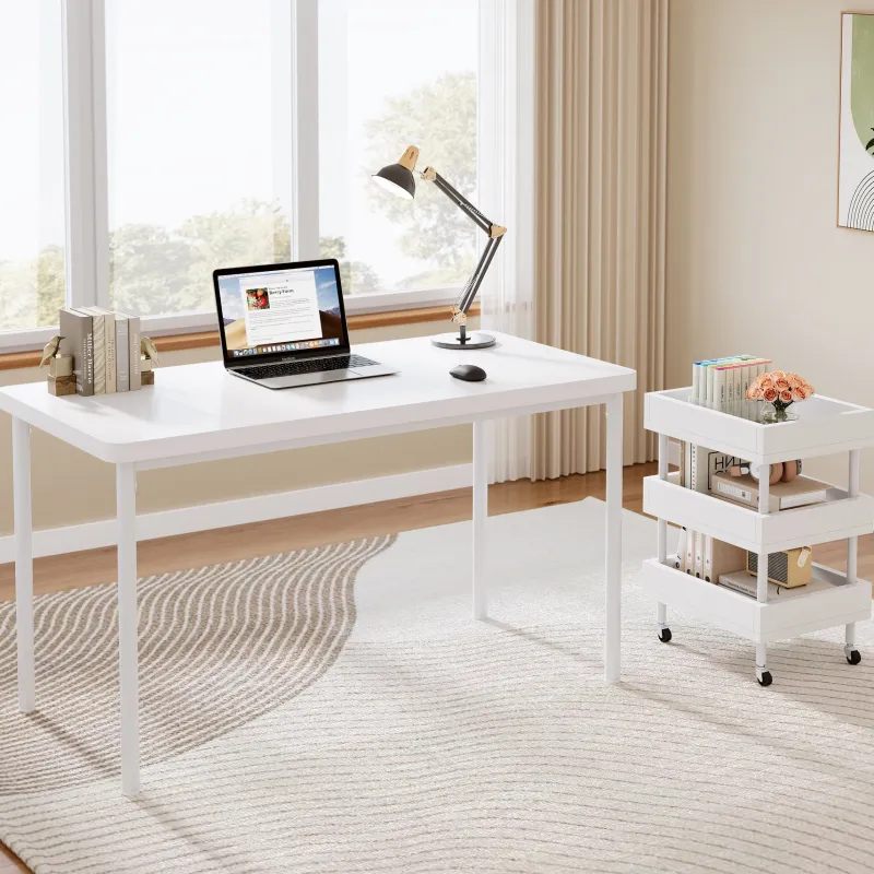 Tribesigns Desks*47" Computer Desk, Wood Study Table with 3 Tier Storage Cart