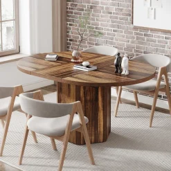 Tribesigns Desks*55" Conference Table, Oval Rustic Meeting Table For 6 People