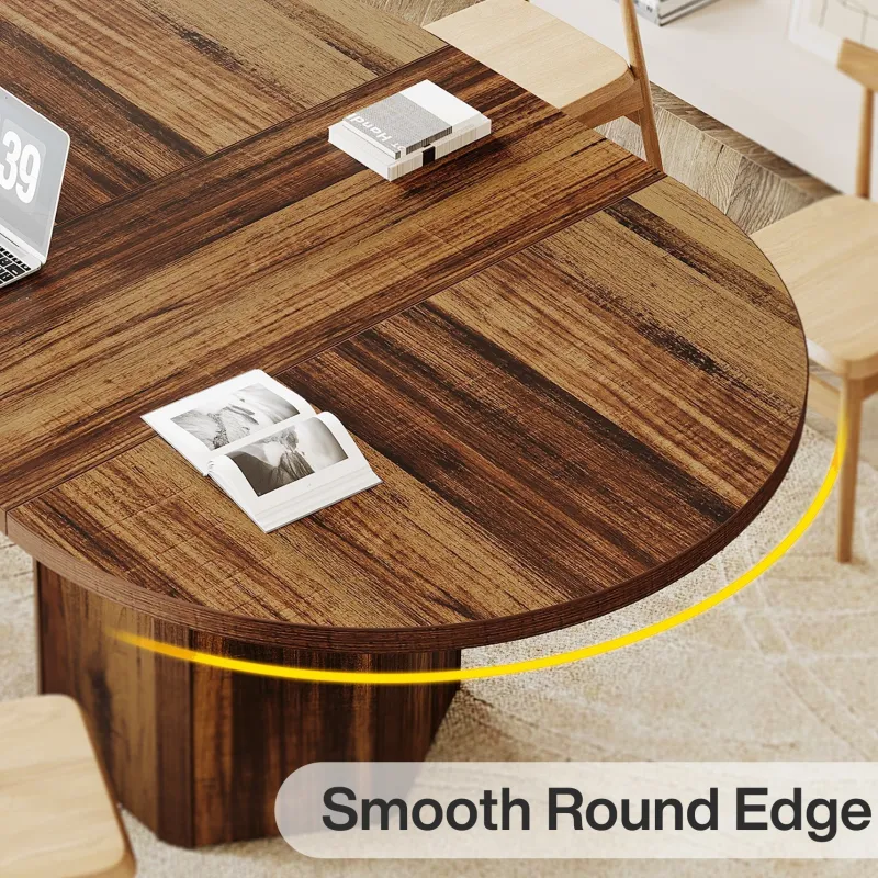 Tribesigns Desks*55" Conference Table, Oval Rustic Meeting Table For 6 People