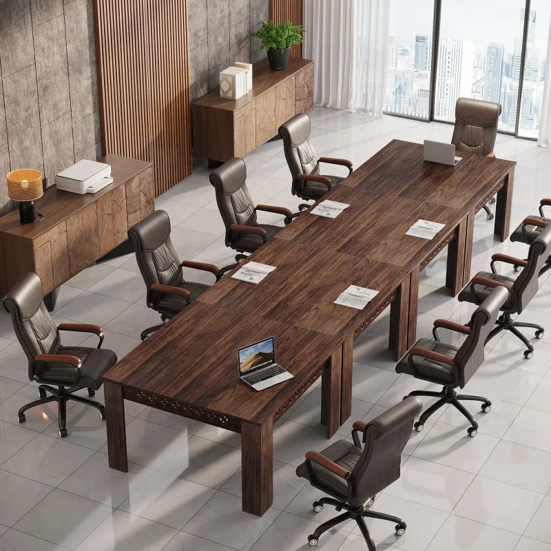 Tribesigns Desks*43" Conference Table, Wood Square Meeting Desk with Heavy Legs