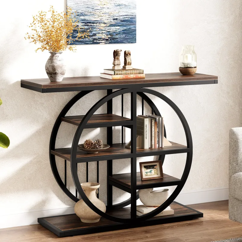 Tribesigns Console Tables|Console Tables*39" Console Table, 5 - Tier Entryway Table Sofa Table with Circle Base