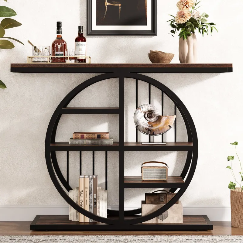 Tribesigns Console Tables|Console Tables*39" Console Table, 5 - Tier Entryway Table Sofa Table with Circle Base
