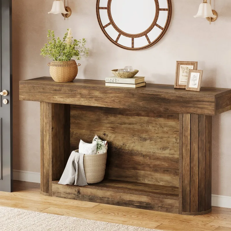 Tribesigns Console Tables|Console Tables*63" Console Table, 2 - Tier Entry Hallway Table Sofa Table Behind Couch