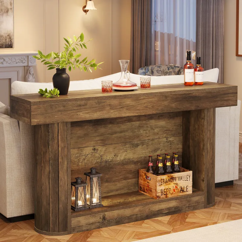 Tribesigns Console Tables|Console Tables*63" Console Table, 2 - Tier Entry Hallway Table Sofa Table Behind Couch