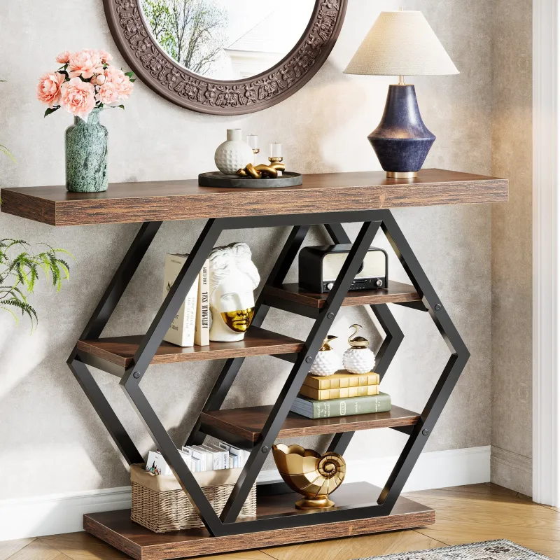 Tribesigns Console Tables|Console Tables*39" Console Table, 5 - tier Sofa Table Entryway Table With Geometric Base