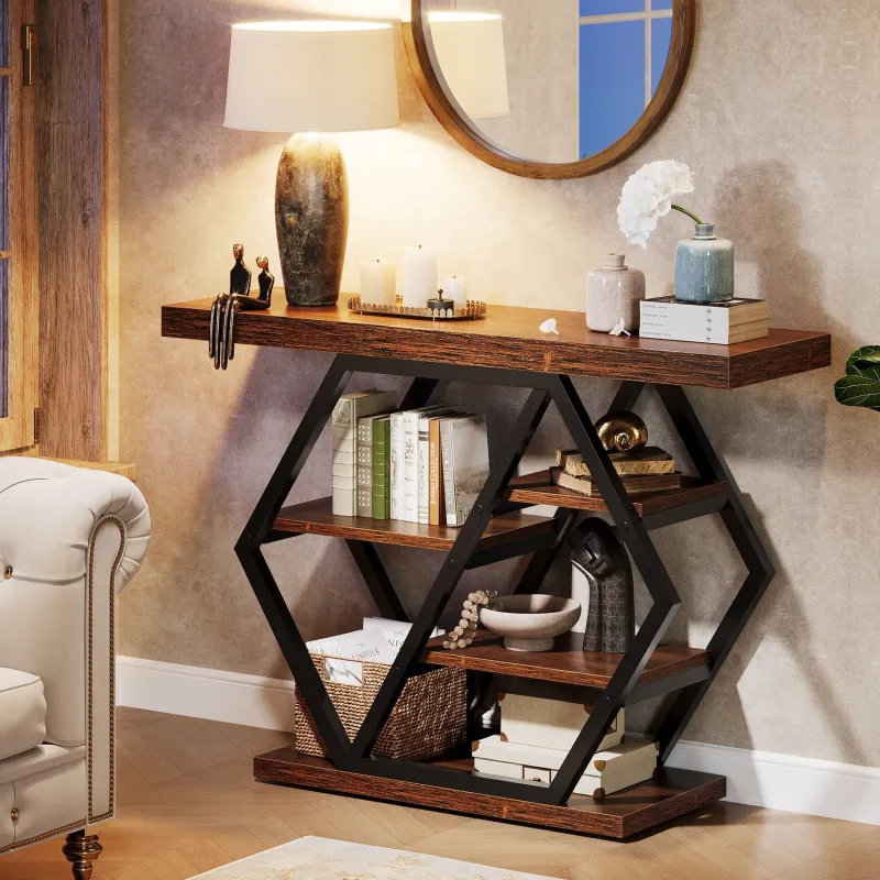 Tribesigns Console Tables|Console Tables*39" Console Table, 5 - tier Sofa Table Entryway Table With Geometric Base