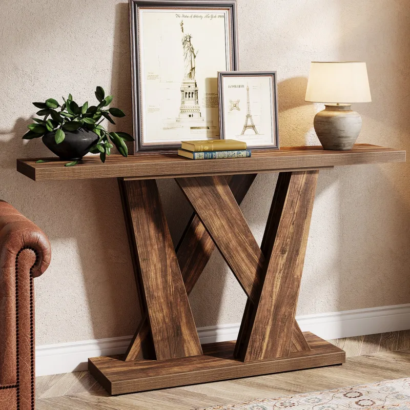 Tribesigns Console Tables|Console Tables*55" Console Table, Farmhouse Entryway Table With Geometric Base