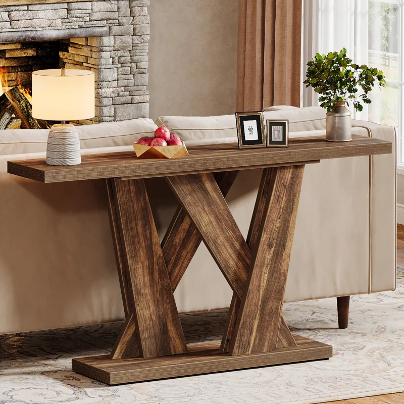 Tribesigns Console Tables|Console Tables*55" Console Table, Farmhouse Entryway Table With Geometric Base