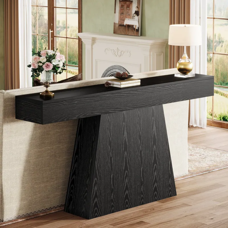 Tribesigns Console Tables|Console Tables*63" Console Table, Farmhouse Entryway Table Sofa Table with Trapezoidal Base