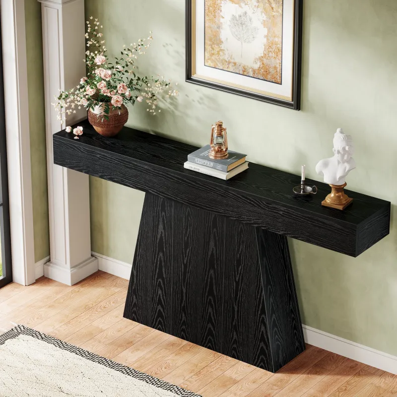 Tribesigns Console Tables|Console Tables*63" Console Table, Farmhouse Entryway Table Sofa Table with Trapezoidal Base