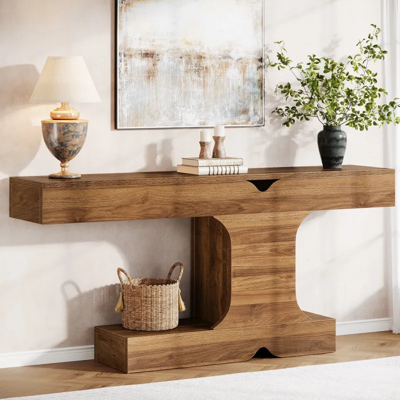 Tribesigns Console Tables|Console Tables*63" Console Table, I - Shaped Farmhouse Sofa Table Entryway Table