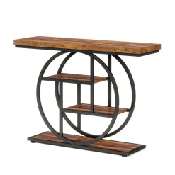 Tribesigns Console Tables|Console Tables*41.3" Console Table, Industrial 4 - Tier Sofa Entryway Table with Circle Base