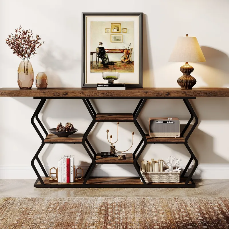 Tribesigns Console Tables|Console Tables*70.9" Console Table, Long Sofa Table with Storage Shelves