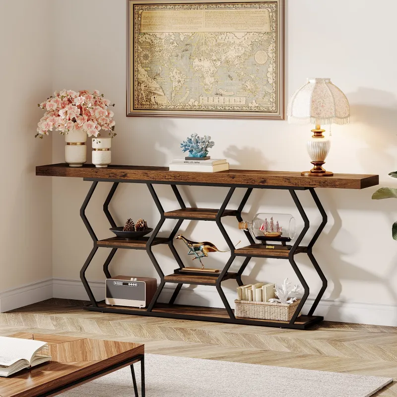 Tribesigns Console Tables|Console Tables*70.9" Console Table, Long Sofa Table with Storage Shelves