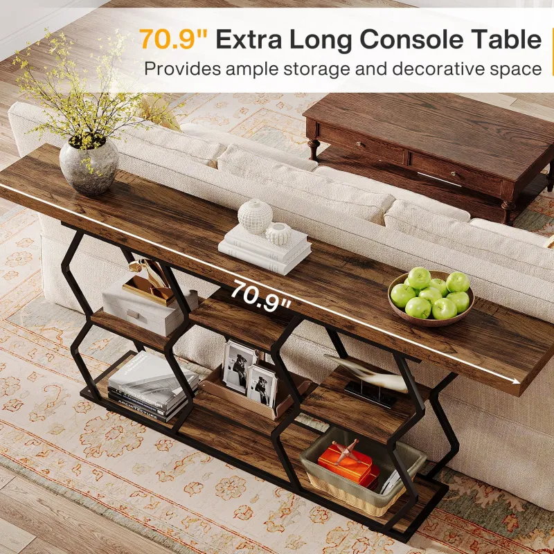 Tribesigns Console Tables|Console Tables*70.9" Console Table, Long Sofa Table with Storage Shelves