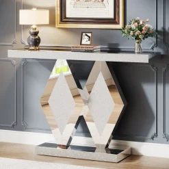 Tribesigns Console Tables|Console Tables*47.2" Console Table, Mirrored Sofa Table With Acrylic Diamonds