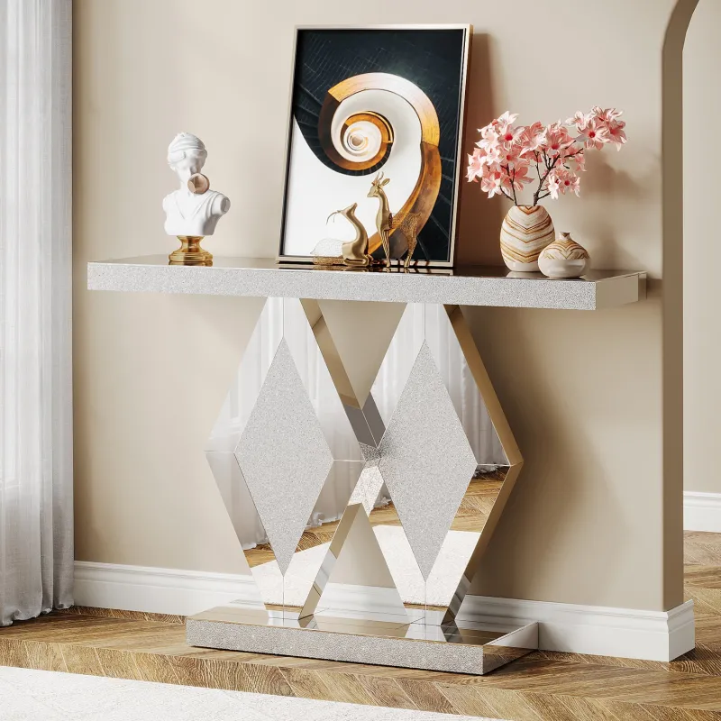 Tribesigns Console Tables|Console Tables*47.2" Console Table, Mirrored Sofa Table With Acrylic Diamonds