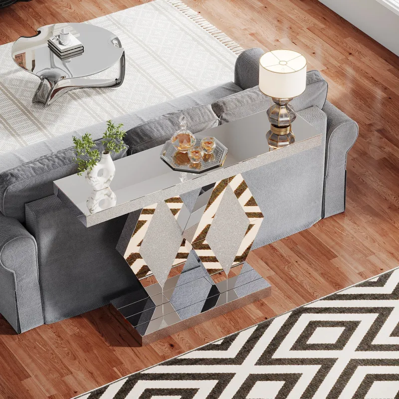 Tribesigns Console Tables|Console Tables*47.2" Console Table, Mirrored Sofa Table With Acrylic Diamonds