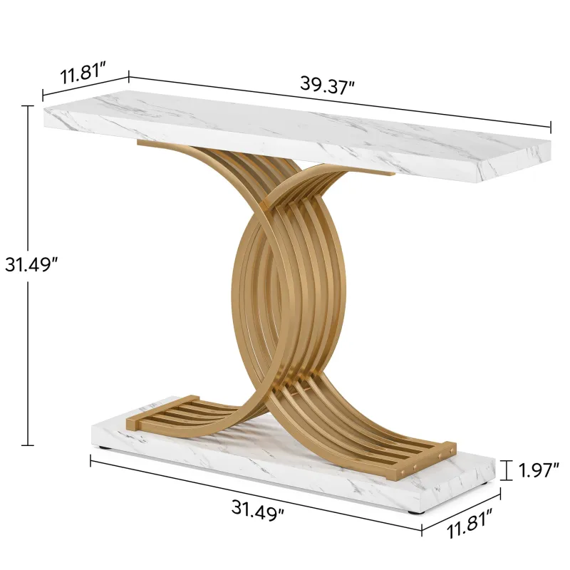 Tribesigns Console Tables|Console Tables*39" Console Table, Narrow Faux Marble Entryway Hallway Sofa Table