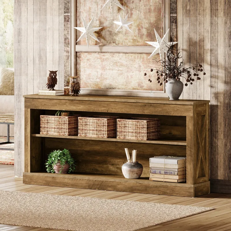 Tribesigns Console Tables|Console Tables*63" Console Table, Vintage Entryway Table with 3 - Tier Storage Shelf