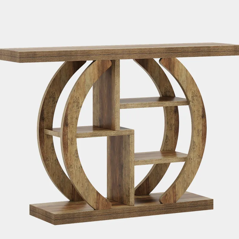 Tribesigns Console Tables|Console Tables*42.5" Console Table, Wood 5 - Tier Sofa Entryway Table with Geometric Base