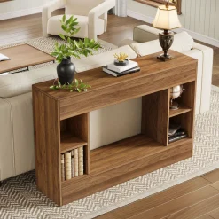 Tribesigns Console Tables|Console Tables*55" Console Table, Wood Sofa Table Hallway Table with Storage Cubes