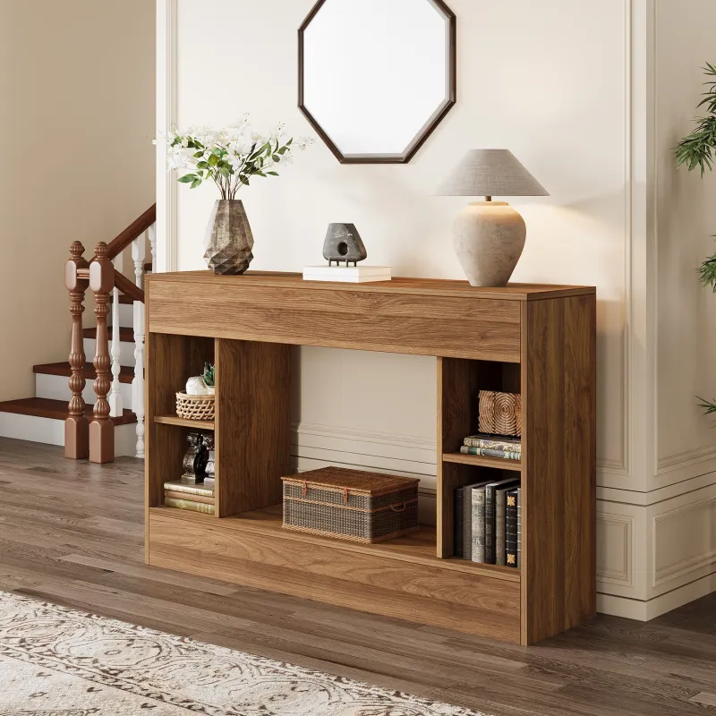 Tribesigns Console Tables|Console Tables*55" Console Table, Wood Sofa Table Hallway Table with Storage Cubes
