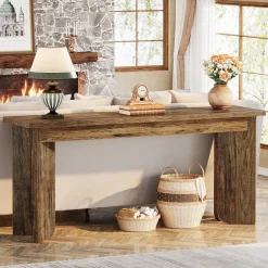 Tribesigns Console Tables|Console Tables*70.9" Console Table, Wood Sofa Table Hallway Table with Double Pedestal