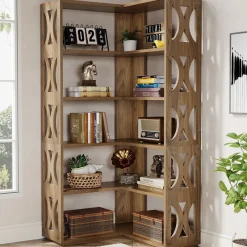 Tribesigns Bookcases & Bookshelves|Bookcases & Bookshelves*66" Corner Bookshelf, 5 - Tier Bookcase Etagere Display Shelf
