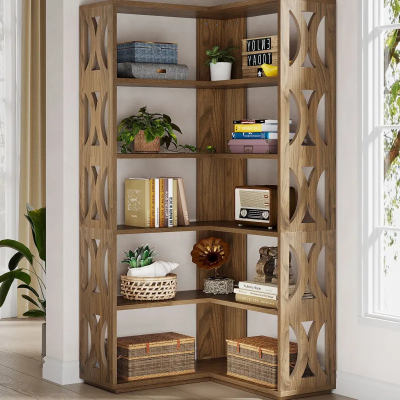 Tribesigns Bookcases & Bookshelves|Bookcases & Bookshelves*66" Corner Bookshelf, 5 - Tier Bookcase Etagere Display Shelf