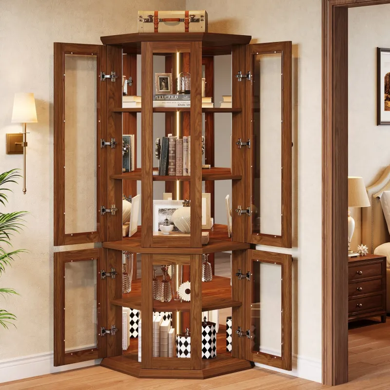 Tribesigns File Cabinets|File Cabinets*71" Corner Cabinet, Tall 5 - tier Storage Cabinet Display Cabinet