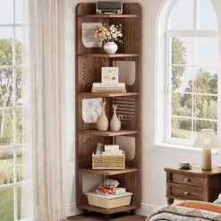 Tribesigns Bookcases & Bookshelves|Bookcases & Bookshelves*71" Corner Shelf, Narrow Bookshelf Display Shelf with Storage Rack
